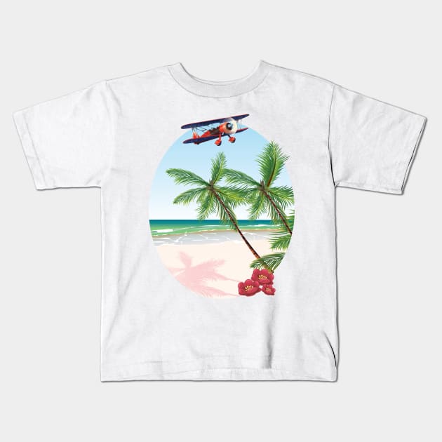 Paradise Beach Kids T-Shirt by nickemporium1